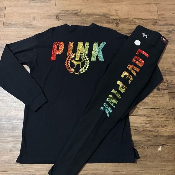 VS PINK OMBRÉ BLING RAINBOW OUTFIT SET L - Picture 2 of 12